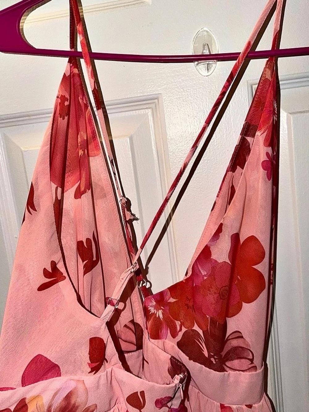 Floral Maxi Dress in Pink & Red Like New - Picture 2 of 2